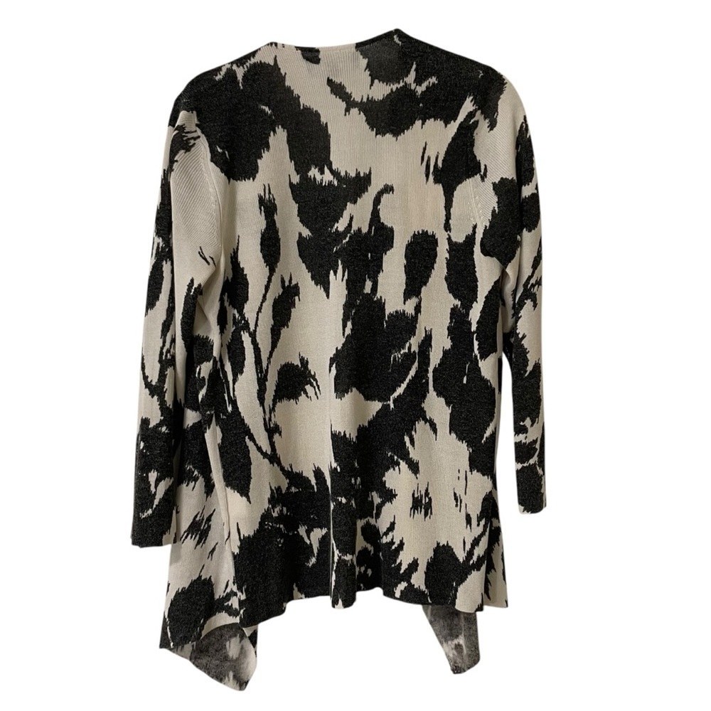 Jones New York Black and Cream Cardigan with Waterfall Front - Picture 2 of 10